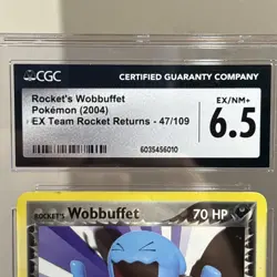 Vtg Pokemon TCG 2004 Ex Team Rocket Returns 47/119 Graded CGC Slab 6.5 Wobbuffet - Image 2