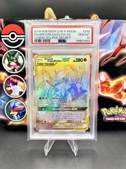 PSA 10 GEM MINT Arceus & Dialga & Palkia GX Cosmic Eclipse 2019 Pokemon 258/136 - Image 1
