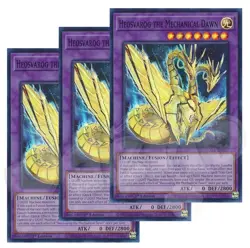 Yugioh Heosvarog the Mechanical Dawn x 3 - 1st Edition Super Rare LP - Free Holo - Image 1