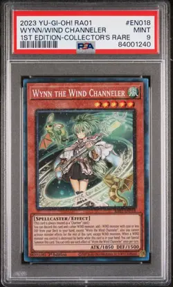Yugioh! PSA 9 Wynn the Wind Channeler Collector's Rare RA01-EN018 - Image 1
