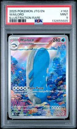2025 POKEMON JTG EN-JOURNEY TOGETHER ILLUSTRATION RARE #162 WAILORD PSA 9 - Image 1