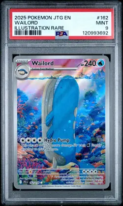 2025 POKEMON JTG EN-JOURNEY TOGETHER ILLUSTRATION RARE #162 WAILORD PSA 9 - Image 1