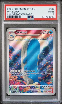 2025 POKEMON JTG EN-JOURNEY TOGETHER ILLUSTRATION RARE #162 WAILORD PSA 9 - Image 1