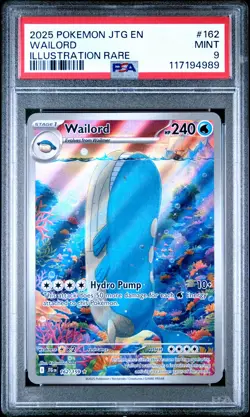 2025 POKEMON JTG EN-JOURNEY TOGETHER ILLUSTRATION RARE #162 WAILORD PSA 9 - Image 1