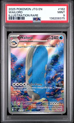 2025 POKEMON JTG EN-JOURNEY TOGETHER ILLUSTRATION RARE #162 WAILORD PSA 9 - Image 1
