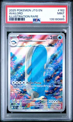 2025 POKEMON JTG EN-JOURNEY TOGETHER ILLUSTRATION RARE #162 WAILORD PSA 9 - Image 1