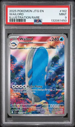 2025 Pokemon Journey Together JTG En Wailord Illustration Rare #162 PSA 9 Mint - Image 1