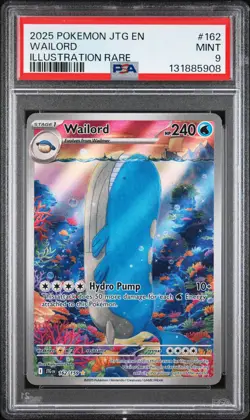2025 POKEMON JTG EN-JOURNEY TOGETHER ILLUSTRATION RARE #162 WAILORD PSA 9 - Image 1
