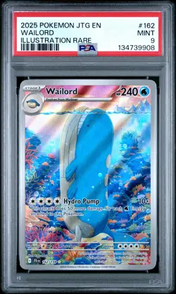 2025 POKEMON JTG EN-JOURNEY TOGETHER ILLUSTRATION RARE #162 WAILORD PSA 9 - Image 1