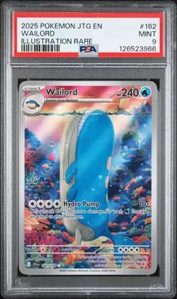 2025 POKEMON JTG EN-JOURNEY TOGETHER ILLUSTRATION RARE #162 WAILORD PSA 9 - Image 2