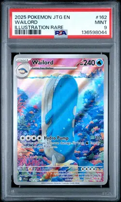 2025 POKEMON JTG EN-JOURNEY TOGETHER ILLUSTRATION RARE #162 WAILORD PSA 9 - Image 1