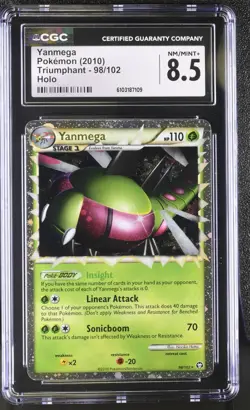 2010 POKEMON HG & SS TRIUMPHANT YANMEGA 98/102 PRIME HOLO FOIL CGC 8.5 - Image 1