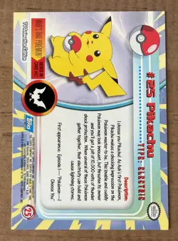 1999 TOPPS POKEMON TV Pikachu card # 25 NM - Image 2