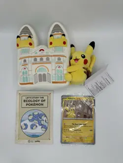 Pokemon x National History Museum Pikachu Jumbo Promo TCG Card & Plush Toy - Image 1