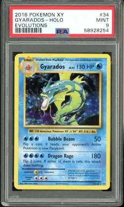 2016 Pokemon XY Evolutions Gyarados Holo 34/108 PSA 9 Mint - Image 1