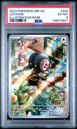 2023 POKEMON OBF EN-OBSIDIAN FLAMES ILLUSTRATION RARE #209 LECHONK PSA 6 - Image 1