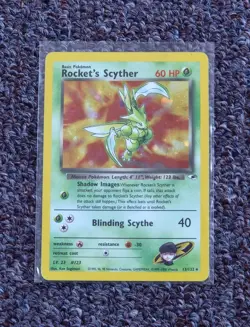 Rare 2000 Pokemon Gym Heroes Unlimited Rocket's Scyther #13/132 WOTC, VG - Image 1