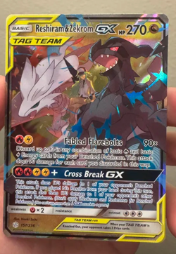 Reshiram & Zekrom GX 157/236 Pokemon Sm-Cosmic Eclipse Full art Alt art holo - Image 1