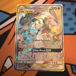 Pokemon TCG Reshiram Zekrom GX Full Art Card 222/236 Sm-Cosmic Eclipse Holo - Image 1