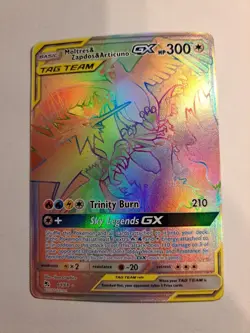 2019 Moltres & Zapdos & Articuno GX NM Rainbow 69/68 Hidden Fates Pokemon Card - Image 1