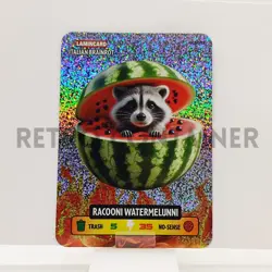 LAMINCARD ITALIAN BRAINROT DIRAMIX Cards 2025 - HOLO 153 Racooni Watermelunni - Image 1