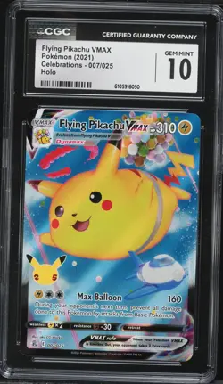 CGC 10 GEM MINT Flying Pikachu VMAX 007/025 FULL ART HOLO Pokemon Card 062 - Image 1