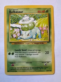 BULBASAUR - Basic 44/102 - Common - Pokemon Card non holo pre owned - Image 1
