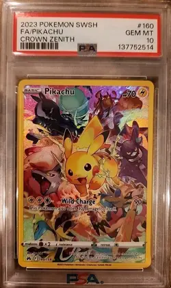 2023 Pokemon SWSH Crown Zenith #160 FA Pikachu PSA 10 GEM MINT - Image 1