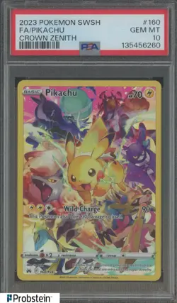 2023 Pokemon SWSH Crown Zenith #160 FA Pikachu PSA 10 GEM MINT - Image 1