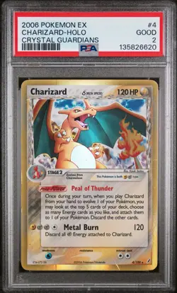 2006 Pokemon EX Charizard Holo 4/100 Crystal Guardians PSA 2 - Image 1
