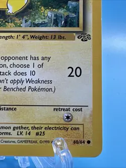 Pikachu #60/64 - 1999 Fossil Set - Non-Holo - Vintage WOTC Pokemon - Image 4