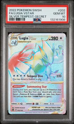 2022 POKEMON SWORD & SHIELD SILVER TEMPEST SECRET FULL ART/LUGIA VSTAR PSA 10 - Image 1