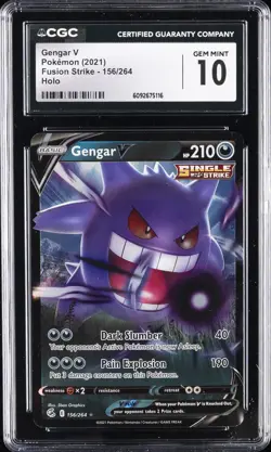2021 POKEMON FUSION STRIKE HOLO #156 GENGAR V CGC 10 GEM MINT - Image 1