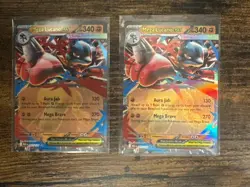 TWO!! Mega Lucario EX 077/132 Me01: Mega Evolution Holo cards Pokemon TCG - Image 3
