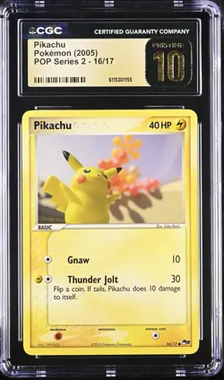 CGC 10 PRISTINE Pikachu 2005 POP Series 2 16/17 Pokemon Card - Image 1