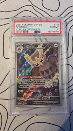 Pokemon TCG Noctowl SVP 141 Stellar Crown ETB Promo PSA 10 GEM mint - Image 1