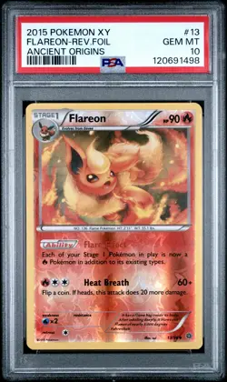 2015 POKEMON XY ANCIENT ORIGINS #13 FLAREON-REVERSE FOIL PSA 10 - Image 1