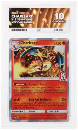 Pokemon EN KFC Charizard #181/SM-P Promo Ace GEM MT 10 (Indonesian) - Image 1