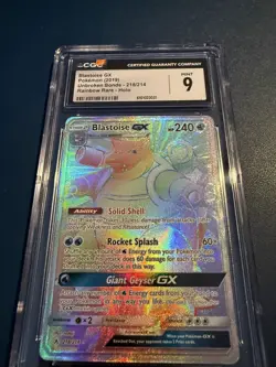 Blastoise GX 218/214 Rainbow Secret Rare Pokemon Unbroken Bonds Holo 218 CGC 9 - Image 1