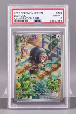 Lechonk 2023 Pokemon Obf EN-Obsidian Flames #209 Illustration Rare PSA 8 - Image 1