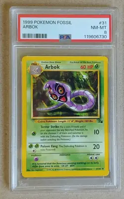 1999 Pokemon Fossil Arbok #31 PSA 8 - Image 1