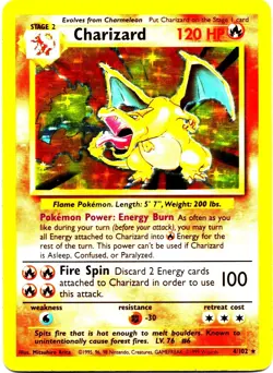 Pokemon TCG CHARIZARD 4/102 Base Set Holo Rare Unlimited Holographic WOTC 1999 - Image 1