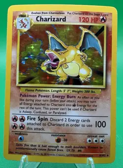 Pokemon TCG CHARIZARD 4/102 Base Set Holo Rare Unlimited Holographic WOTC 1999 - Image 3