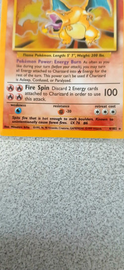 Charizard 4/102 - Base Set Unlimited Holo - LP (1999 Pokemon TCG) - Image 2