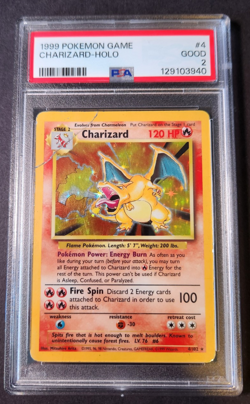 Pokemon TCG Charizard #4/102 Base Set Unlimited, Holographic, Graded PSA 2, GOOD - Image 3