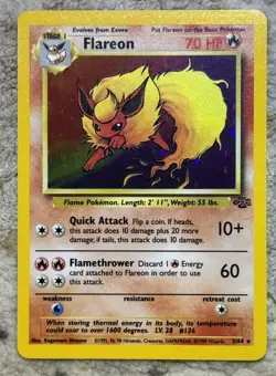Flareon 3/64 - Jungle Unlimited Holo Rare Pokemon Card - NM - Image 1