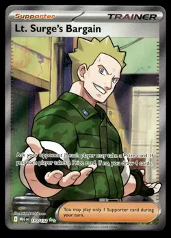 Pokemon TCG ME01: Mega Evolution #170/132 Lt. Surge's Bargain Holo NM - Image 1