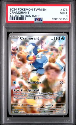 2024 POKEMON TWM EN-TWILIGHT MASQUERADE ILLUSTRATION RARE #176 CRAMORANT PSA 9 - Image 1