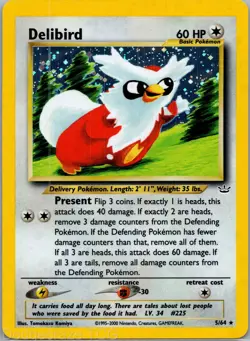 Delibird 5/64 Holo Rare Neo Revelation Pokemon NM - Image 1