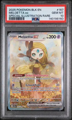 2025 POKEMON BLK EN-BLACK BOLT SPECIAL ILLUSTRATION RARE #167 MELOETTA EX PSA 10 - Image 1